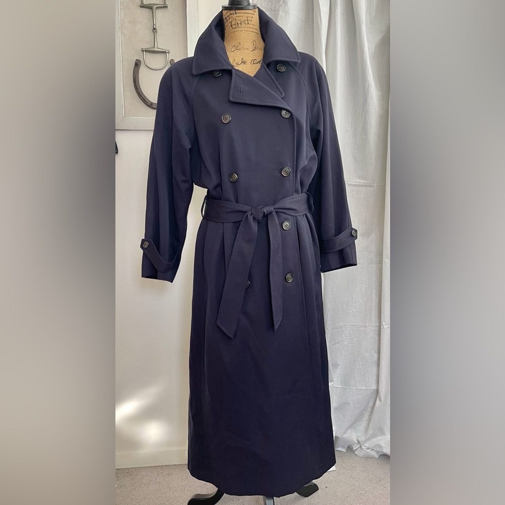 Ports International
100% Wool Navy Double Breasted Trench Coat Vintage Size S